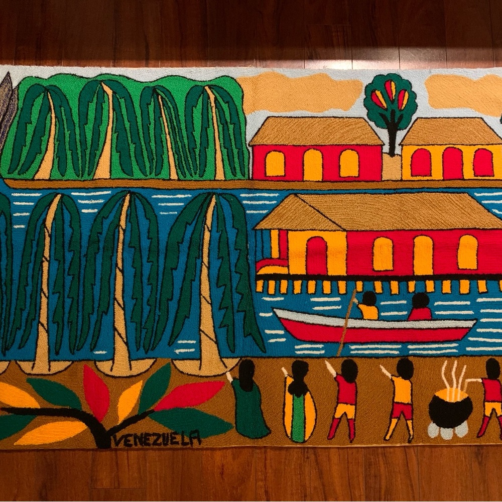 Vibrant Multicolor Tapestry - Scenic Village Design